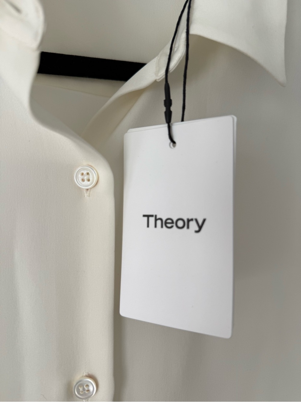 NWT 100% Silk Theory Women's Cream Button-Down, Size Small
